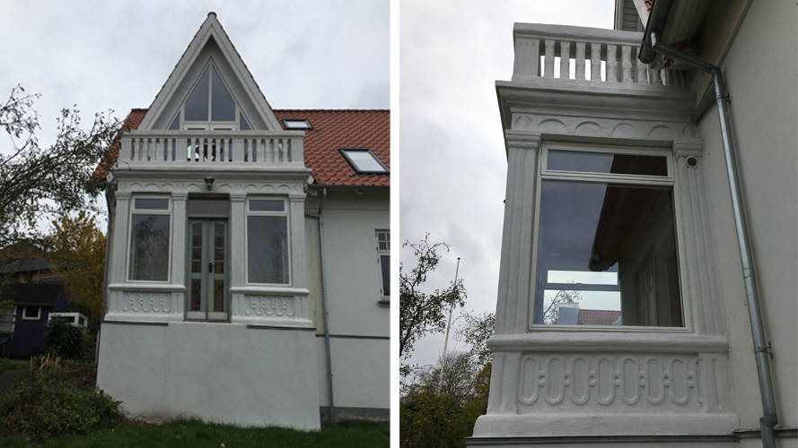 Villavej 28 efter istandsættelsen med fin hvid facade