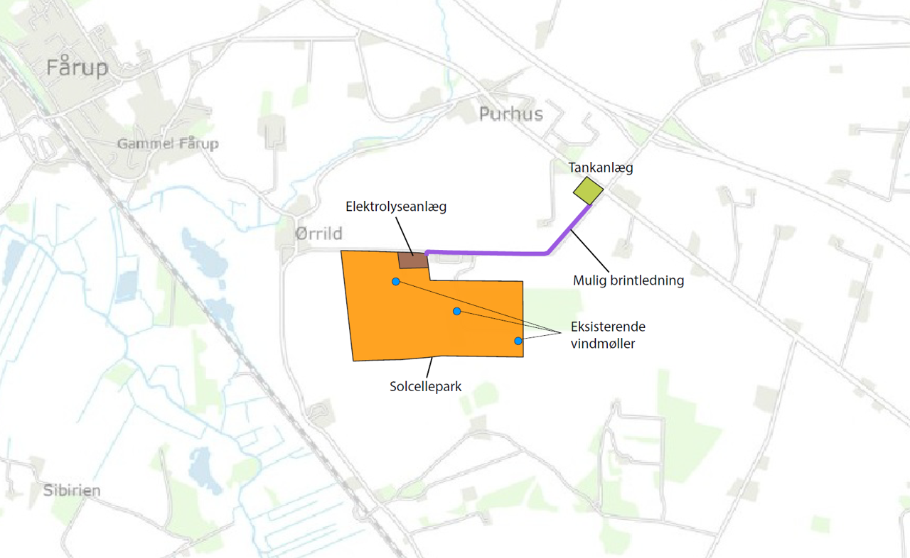 Kort som viser energianlæg ved Purhus